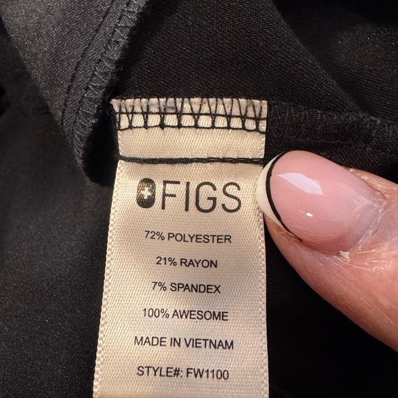 Figs Black V-Neck Scrub Top style # FW1100- medium - Picture 9 of 10